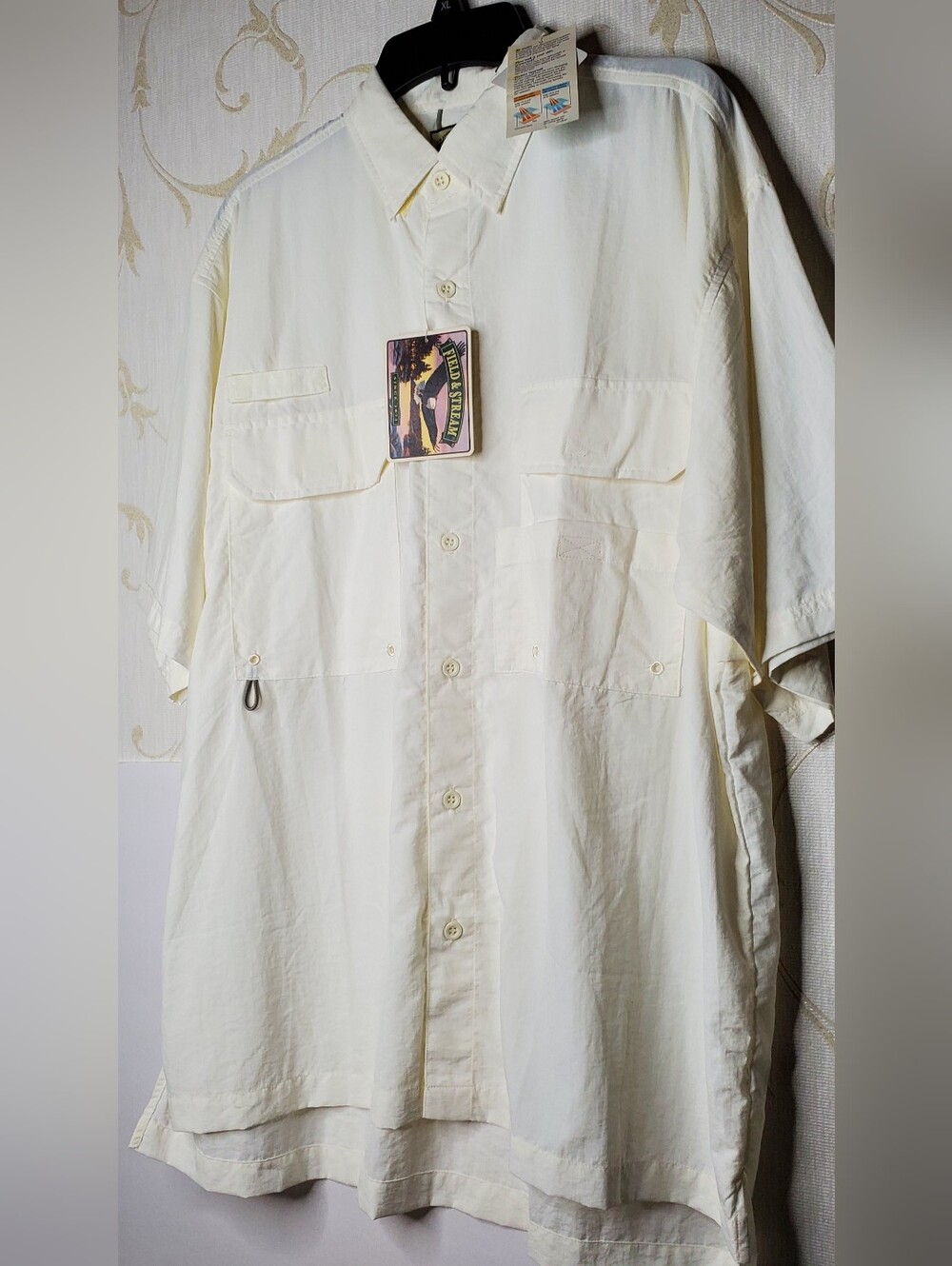 Field & Stream Button Down Short Sleeve Shirt White LARGE NWT